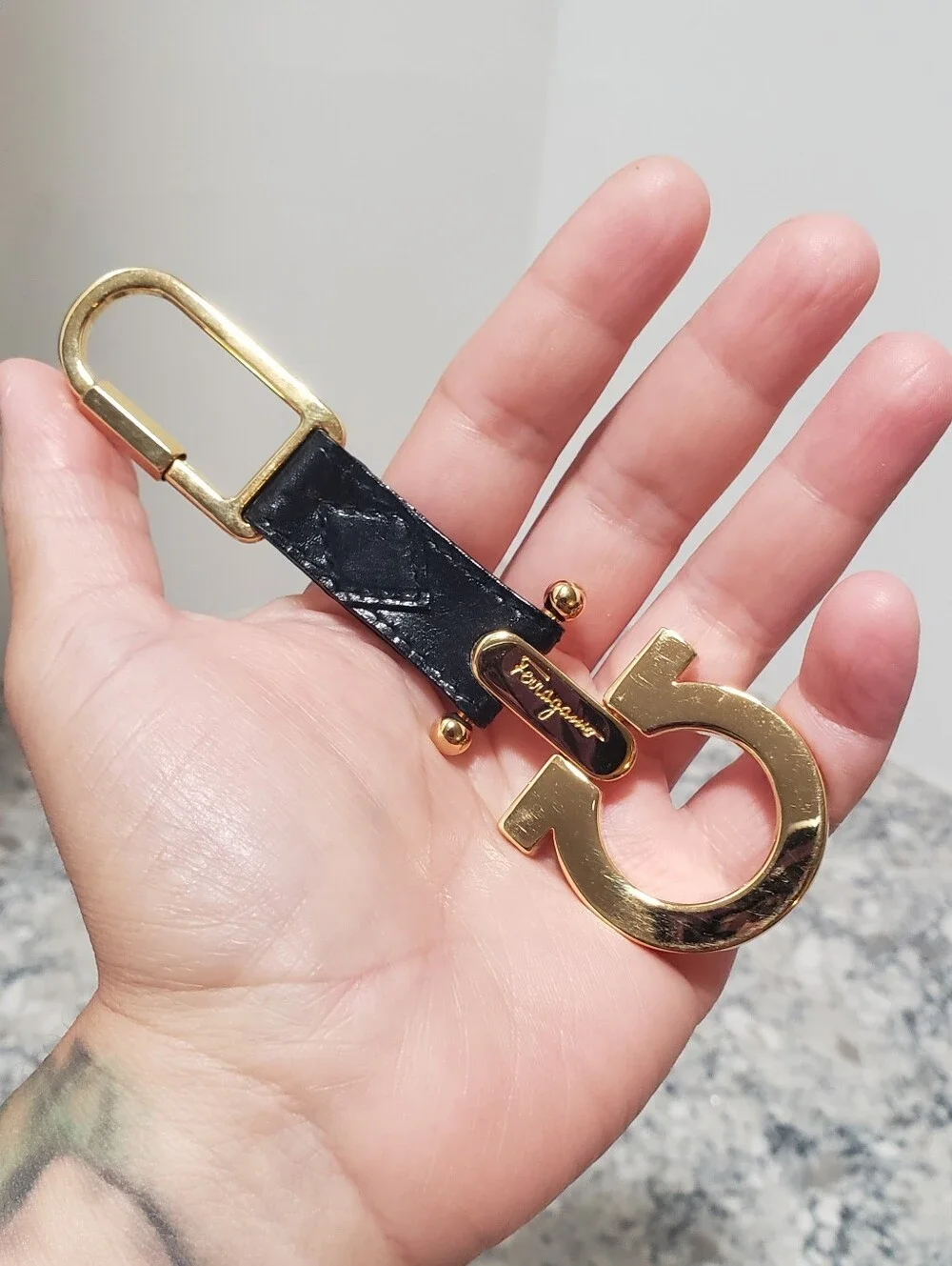 Salvatore Ferragamo Gancini Leather Keychain